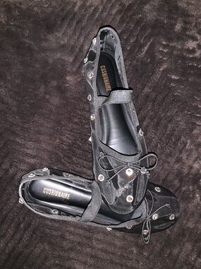 Black Studded Ballet Flats